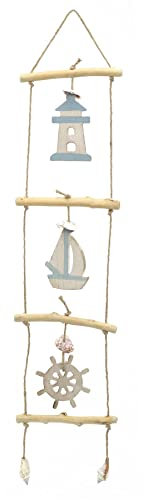 Carousel Home Shabby Chic Nautical Ladder Decoration | Coastal Hanging Ornament Seaside Decoration