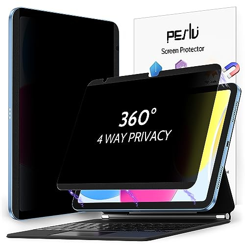 Peslv 4 Way Magnetic Privacy Screen Protector for iPad 10th Gen 2022 10.9 & iPad 11th Gen A16 2025 11, Removable 360 Spy Private Filter, Anti Blue Light Glare Bubble-Free Black Security Protector