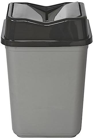 URBNLIVING 10L/20L/30L/50L Plastic Waste Management Recycling Bin Trash Can Dustbin with Butterfly Lid for Office, Kitchen and Bathroom (30L Black/Grey)