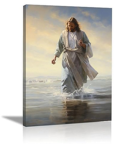 SHYAMIC Bilder Weihnachten Leinwandbild Kunstdruck, Der Strand von Jesus Wandbild X-Mas Fenster Fotodruck Kunstdruck Leuchtbild, Weihnachten Winteridylle Effekt - 40x60cm Gerahmt