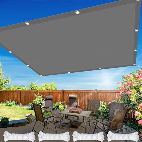 Voile D'Ombrage 3 x 4 m UV Protection Toile Pergola Polyester pour Pergola Patio, Gris Clair