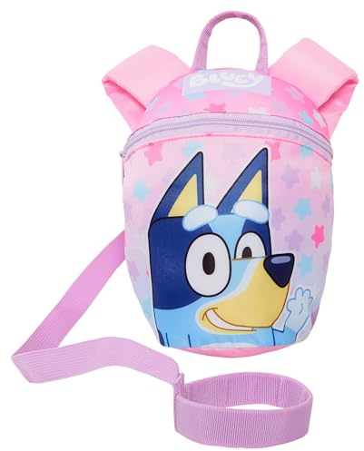 Girls Bluey Backpack with Safety Harness Toddlers Detachable Leash Nursery Bag Infants Mini Rucksack, Pink, One Size, Backpack