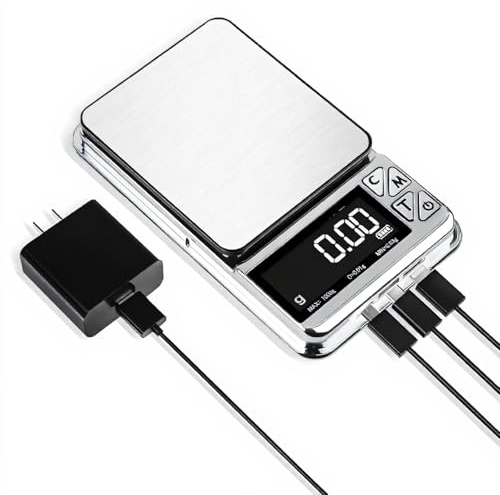 Digitale Milligramm-Waage, 500 G, 0,01 G, 7 Einheiten, USB-Lade-Taschen-Schmuckwaage, Goldene Nachladewaage für Lebensmittel, Pulver, Medizin