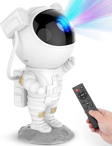 Homefy Astronaut Galaxy Projector – 7 Nebula Effects & Twinkling Green Stars, 360° Rotatable Head, Remote & Timer, Space-Themed Night Light for Kids & Adults, Room Decor Gift (White)