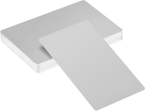 50 Pcs Visitenkarten, 86x54 mm, Leere Metall Karte, Gravierte Metallplatte Schwarz Grau für Kunden Geschäfts DIY Geschenkkarten (Silber)
