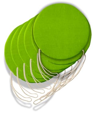 6 runde Sitzkissen für Küchenstühle, abnehmbar, Sitzkissen für Wohnzimmerstühle - Stuhlkissen mit Bändern, hergestellt in Italien - Dicke 3 cm - Wohndekoration (Apfelgrün, Durchmesser 40 cm)