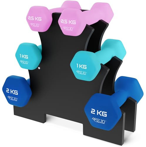4FIZJO Hantelset CLASSIC, Gusseisenhanteln mit Neoprenbeschichtung, Kurzhanteln, Gewichte, Dumbbell frauen, Angenehm anzufassen, Aerobic-, Ausdauer- und Rehabilitationstraining