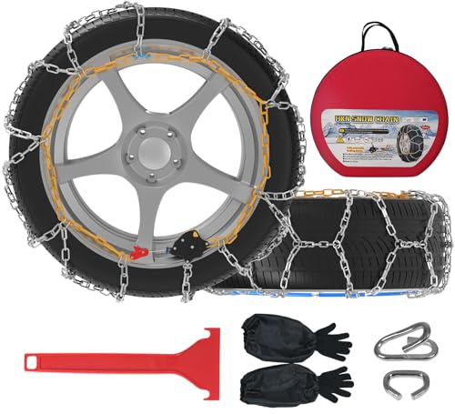 Automatische Schneeketten, 2 Stück x 12mm, 30s Minute schnelle Montage von Schneeketten mit automatischem Spanner für für Pkw Pickups und Suv(Größe 140)