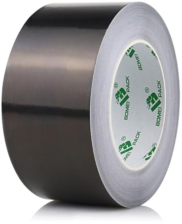 BOMEI PACK Schwarz Aluminium Klebeband 50mm x 50m - hitzebeständiges Isolierklebeband - Alu Klebeband für Dämmung - Alu Tape als Dichtband - selbstklebendes Aluband