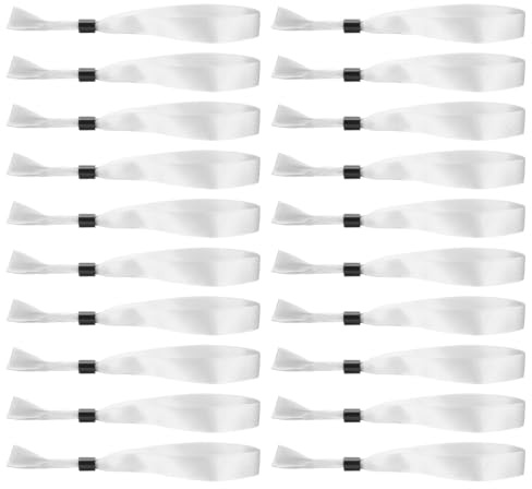 sourcing map 20Pcs Cloth Wristbands for Events, Disposable Event Wrist Band Bracelet Identification for Events Party Concert Bar Entrance Admission(White)