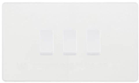 BG Evolve Pearlescent White 3 Gang Custom Grid Light Switch Double Format