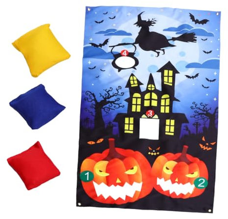 Abaodam 1stück Halloween Sandbag Toss Spielbanner Für Mädchen Portable Wurfspiel-Flagge Für Drinnen Und Draußen Spaßige Halloween-Dekoration Für Partys Und Familienaktivitäten