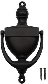 Llamador Puerta, Llamador Puerta Exterior 1 aldaba de puerta con anillo antiguo, pomo de puerta vintage for decoración del hogar, 6,3 x 3,15 x 0,51 pulgadas, negro, níquel cepillado.(10006-H-QMQ-X-B-1