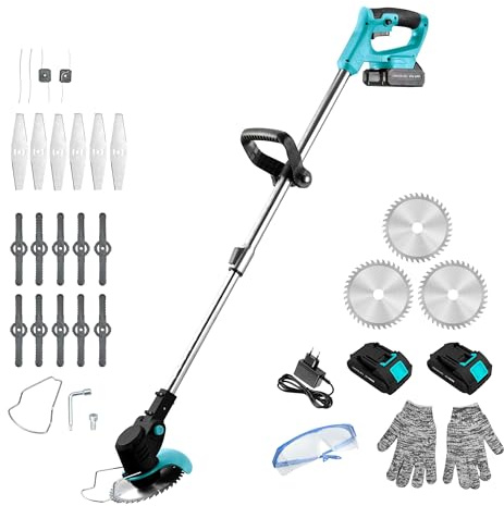 Cecotec Decespugliatore a Batteria - Tagliabordi Elettrico FastCut 3000 Freemove, Batteria 21V, Potenza 650W, Multifunzione, Testa orientabile, Tubo telescopico regolabile, Include accessori e ricambi