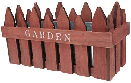Mipcase 1 Stück Holzzaun Pflanzer im Freien Pflanzen Töpfe Gartenzaun Anlage Gartensiebung Balkon Zauntopf Zaun Blumentopf dekorativer Zaun rustikaler Pflanzer hölzern rot