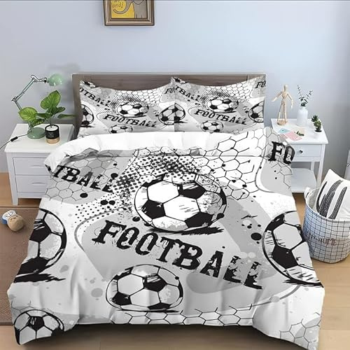 Qiwagu Housse de Couette 140x200 GarçOn Sportif, Parure de Lit 1 Personne Football avec 1 Taie d'oreiller 65x65 cm, Z31