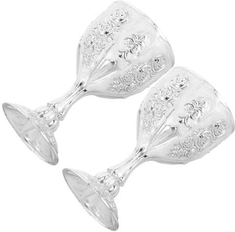 Toyvian 2 Pièces Lot de Gobelets Métal Texturé Vintage Calices Rétro Argentés Résistants Aux Chocs pour Cocktails Vins et Décorations de Bar à Domicile
