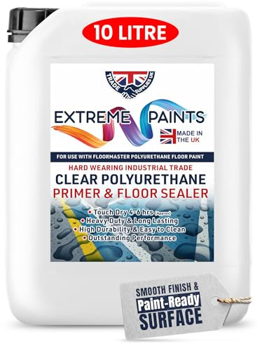 TRADE SUPPLIES UK - Extreme Clear Polyurethane Concrete Primer & Sealer - All In One - Clear, Hard-Wearing, Durable, Stops Concrete Dust, Bonds Paint, Easy Application -10L