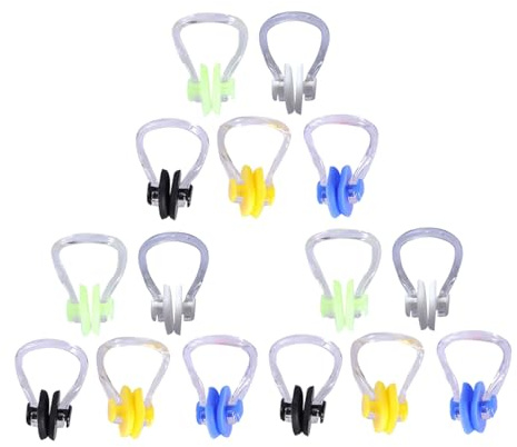 HOODANCOS 9 Pièces Set de Pince-Nez Silicone Souple pour Natation Protection Étanche pour Piscine et Plongée Clips Ergonomiques Transparents Adaptés Garçon Fille et Adultes
