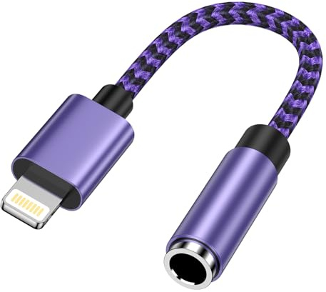 Lightning auf 3,5mm Kopfhöreranschluss Adapter, [MFi Zertifiziert] Klinke Adapter iPhone Kopfhörer Adapter Dongle Aux Audio Kabel kompatibel mit iPhone 14 Pro Max/14 Plus/14/13/12/11/SE/X/XS/XR/8