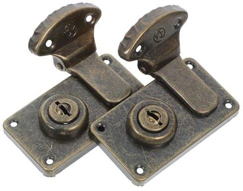 ELEOUTI 2pcs Antique Bronze Iron Suitcase Lock Hasp with Keys, Portable and Smooth Operation Latch for Travel Boxes and Briefcases, Vintage Decorative Storage Hardware