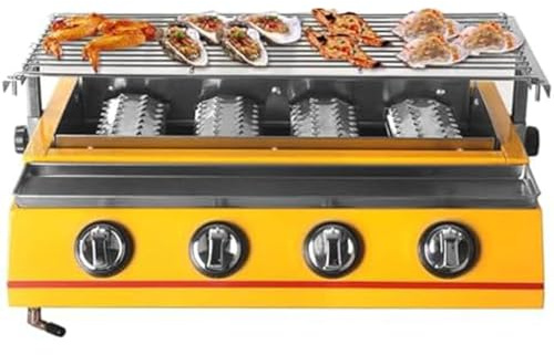 Parrilla de gas portátil con 4 quemadores para cocinar al aire libre y acampar