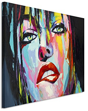 Paul Sinus Art XXL Fotoleinwand 120x80cm Farbenfrohes Portrait einer Frau mit grünen Augen auf Leinwand exklusives Wandbild moderne Fotografie für ihre Wand in vielen Größen