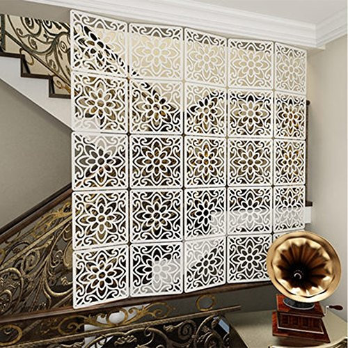 Yizunnu - Juego de 12 Paneles separadores de ambientes (Madera/plástico, Panel de Pantalla para Colgar, Plegable, privacidad, decoración para partición de hogar, 29 x 29 cm)