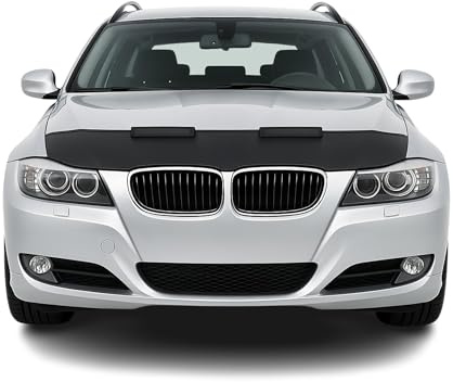 OMAC Haubenbra Halb für BMW 3er E90 E91 E92 E93 2008-2011 FL Vinyl Schwarz | Steinschlagschutz, fahrzeugspezifisches Design, Car Bonnet Bra