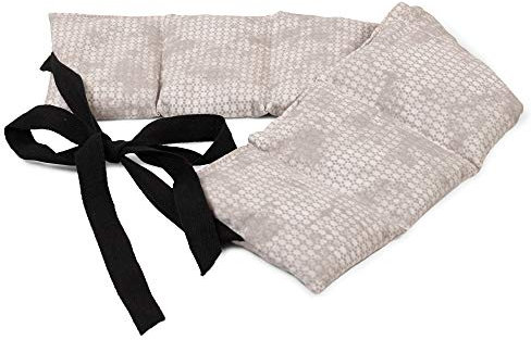 Traubenkernkissen 7-Kammer mit Band. Wärmekissen, Körnerkissen, Mikrowelle und Backofen (65x15cm Farbe: shabby-chic grau-beige)