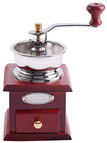 Macinacaffè manuale in stile retrò vintage Macinacaffè manuale Macinacaffè con barattolo extra Mini macinacaffè Decorazione per ufficio domestico-Red Wood