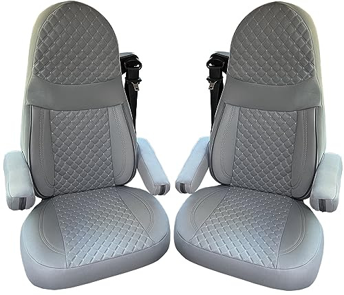 BREMER SITZBEZÜGE Wohnmobil Schonbezüge für Aguti GIS Liner und Milan Sitze | 2er Schonbezug Set inkl. Armlehnen-Bezüge in Grau | GT409