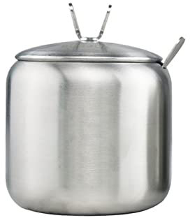 caihuashopping Azucarero Almacenamiento Sugar Bowl Hogar Conjuntos Contenedores Cocina Acero Inoxidable Condimento Salero Restaurantes con Tapa Spoon Hoteles Tazón de Azúcar