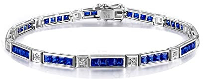 Beydodo Weißgold Armband 750 Echtgold, Tennisarmband mit 4.2ct Saphir Armband Diamant Damen 19CM für Charms