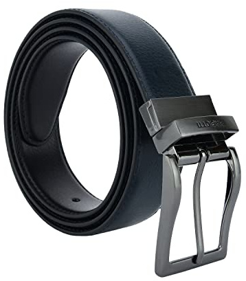Laura Biagiotti Cintura Reversibile Uomo In Vera Pelle, alta 3,5cm, Regolabile e Accorciabile (125 (taglia 54-56), Nero e Blu)