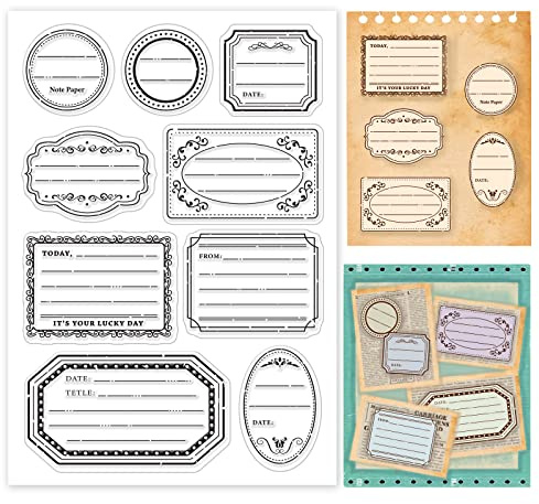 PandaHall Clear Label-Stempel Frame Silicone Clear Stamps Vintage Transparente Siegel Für DIY-Fotoalben Weihnachtskarten Scrapbooking Geschenkanhänger Und Andere Bastelprojekte