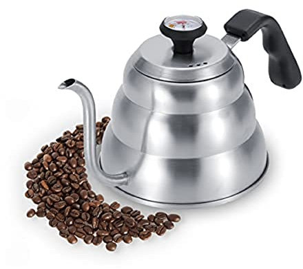 Versare Caffettiera, Caffettiera In Acciaio Inossidabile Teiera A Collo Di Cigno Caffettiera Teiera Con Termometro Teiera Per Uso Domestico Adatto Per Caffè A Goccia French Press(1 litro)