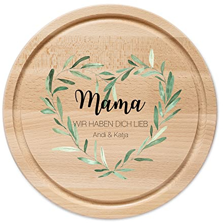 Wunderwunsch Frühstücksbrettchen, Kinder Holzbrett personalisiert rund | Holzbrettchen mit Namen, Schneidebrett, Geschenk für Papa, Mama, Brettchen, Frühstücksbrett, Frühstücksbretter