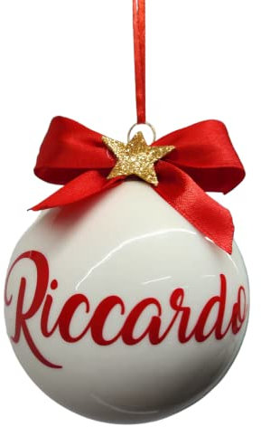 Palla per Albero Di Natale IN VETRO Bianca 10CM Personalizzata pallina con Nome o Scritta DECORAZIONE NATALIZIA