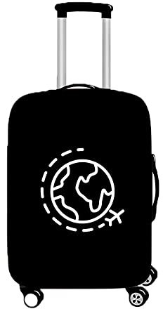 Hiseng Elastisch Kofferhülle Kofferschutzhülle Schwarz Druck Koffer Schutzhülle Kofferüberzug Luggage Cover Reisetrolleyabdeckung für 18-32 Zoll Koffer (Flugzeug 3,XL (30-32 Zoll))