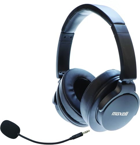 Maxell 199685 ANC-BT32 Active Noise Cancellation Bluetooth Headphone w/Boom MIC (Black)