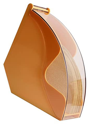 Belupai Acryl-Kaffeefilterpapierhalter, Kaffeefilter-Aufbewahrung mit Staubdichter Abdeckung, Handgebrühter Kaffeefilter für V60, Fächerförmige Staubdichte Box,(Gelb)