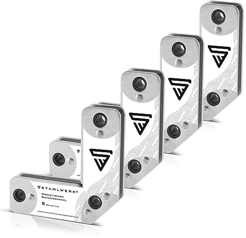 STAHLWERK Schweißmagnet 4er Set – je 11,3 kg (25 lbs) Haftkraft, feste 45° / 90° / 135° Winkel, starke Magnet-Schweißwinkel/Magnetwinkel zum präzisen Positionieren beim Schweißen, Löten & Justieren