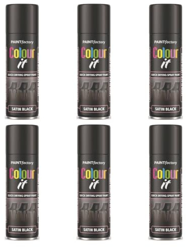 SDMAX Quick Drying Black Aerosol, Satin Black Spray Paint, Multipurpose Black Satin Paint for Wood, Metal, Indoor & Outdoor Surfaces (250 ml) (6 Pcs)