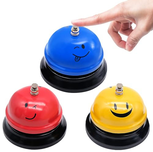 Cisolen 3 Stück Tischglocke Tischklingel Rezeptionsklingel Edelstahl Lächelnglocke Rezeptionsglocke Anruf Bell für Küche Restaurant Hotels Bars Hotelbar Rezeption Hochzeit