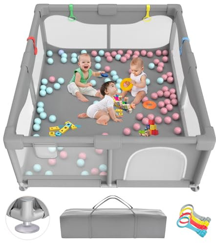 Valquid Baby Playpen, 180X150cm Extra Large Play Pen Babies and Toddlers with Impact Foam and Breathable Mesh, All-Around Safety for Baby, Perfect for Indoor & Outdoor