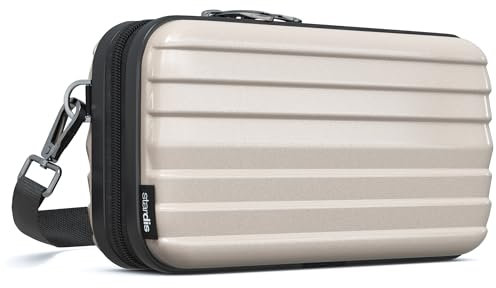 stardis unibag Umhängetasche Schultergurt Reißverschluss Mini-Koffer wasserabweisend Handtasche Innentaschen Kosmetiktasche Hardcase zum Umhängen Kofferform Hartschale warm gray