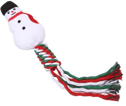 MagiDeal Weihnachts-Hundespielzeug, Hundeseil-Spielzeug, multifunktionales Haustierzubehör für Aggressive Kauer, Hunde-beißspielzeug zum Spielen auf der, Schneemann