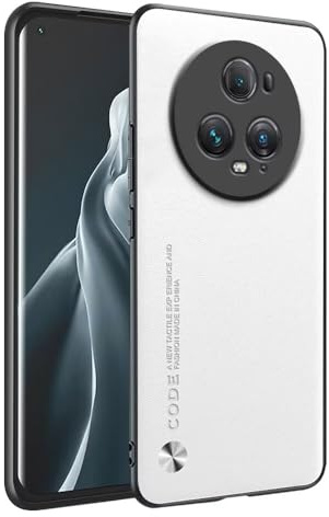 HONLEN Hülle für Honor Magic5 Pro 5G (6.81 Inches) Business Telefonhülle aus Leder mit Rückseite, Weiß