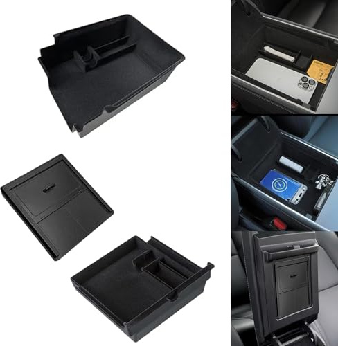 TOPABYTE Mittelkonsolen Organizer für Tesla Model Y 2020-2024 und Model 3 2021-2023 Armlehne Aufbewahrungsbox Versteckte Aufbewahrungsbox Mittelkonsolen Organizer Tray (3 Stück)